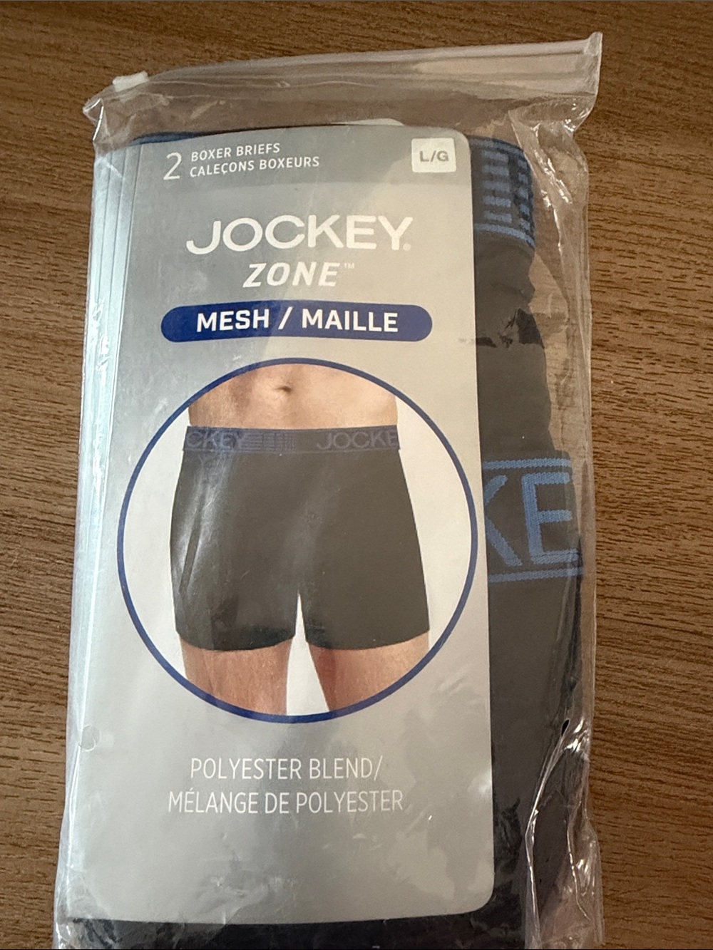 NWT Jockey Zone Men's Mesh Boxer Briefs - Black with Blue Waistband